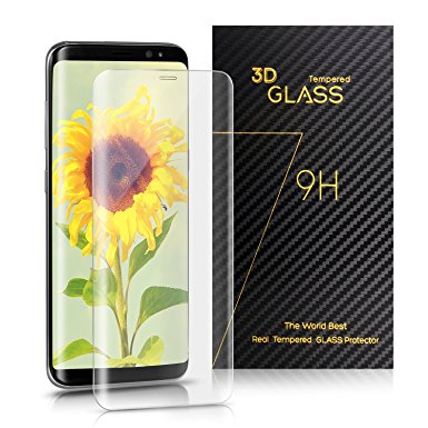 Ameauty Galaxy S8 Screen Protector, 9H Hardness, Crystal Clear, Bubble Free Tempered Glass Screen Protector for Samsung Galaxy S8 (Transparent)