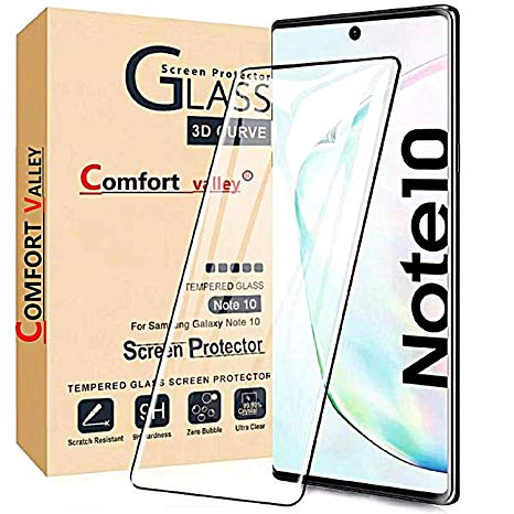 Comfort Valley [2 Pack] Galaxy Note 10 Tempered Glass Screen Protector for Samsung Galaxy Note 10(Black)