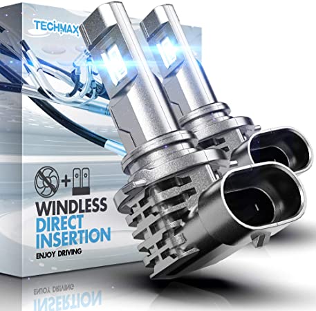 TECHMAX 9005 LED Bulbs, Windless Direct Insertion 50W 6500K Xenon White CREE Chips HB3 of 2 Halogen Replacement.