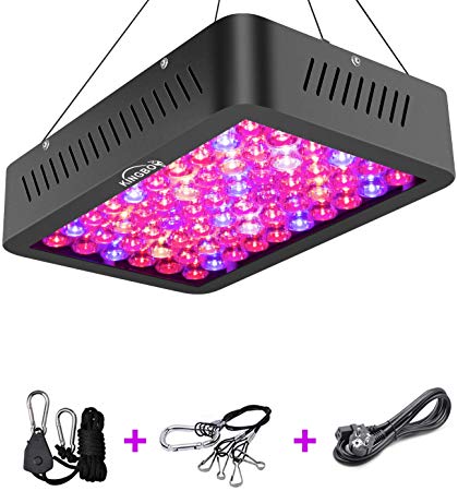 LED Plant Grow Lights, KINGBO 600W High Power Grow Lamp with Optical Lens, Double Chip/Three Chip, 12-Band Full Spectrum Grow Light for Indoor Plants Veg and Flower (Daisy Chain Function)