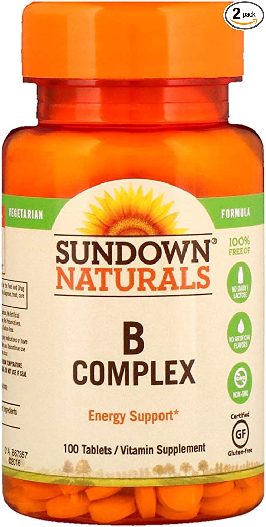 Sundown Naturals Vitamin B Complex, 100 Tablets each (Value Pack of 2)