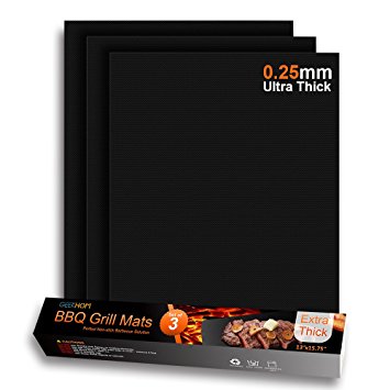 GEEKHOM BBQ Grill Mats Ultra-thick Baking Mat -Non-Stick Heat Resistan Dishwasher Reusable for Barbecue Gas Charcoal Electric Grill, Microwave Toaster Oven Smoker(Rectangle 15.75"×13", Set of 3)