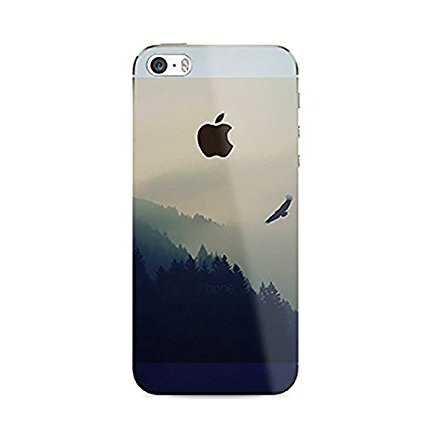 iPhone SE Case, LUOLNH Flying eagle Mountain Painting Translucent TPU Case Cover For iPhone SE