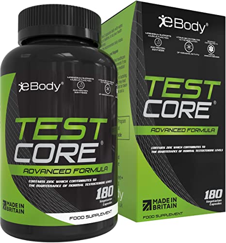 Testcore Supplement for Men Contains Zinc which Contributes to The Maintenance of Normal Testosterone Levels, Vitamin Booster & Botanical Extracts (180 Vegetarian Capsules)