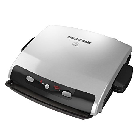 George Foreman GRP99 Next Generation Grill with Nonstick Removable Plates, Silver/Black