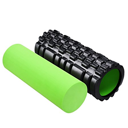 Cymas 2-in-1 Foam Rollers, High Density Textured Roller and Soft Inner Roller, with a Carrying Case for Muscle Trigger Point Massage, Physical Therapy,Yoga, Pilates