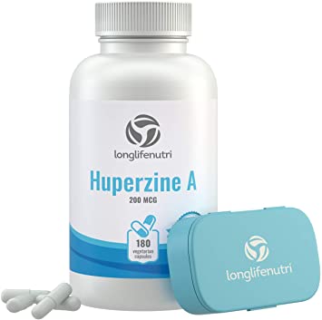 Huperzine A 200 Mcg 180 Vegetarian Capsules | Made in USA | Powerful Nootropic Brain Complex | Cognitive Function Enhancer Supplement | Memory Focus Clarity Mental Booster | 200mcg Pure Powder Pill