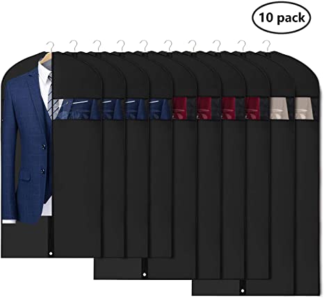 Univivi Garment Bags Lightweight Full Zipper Suit Bags (Set of 10) Hanging Dress Bag Washable Moth-Proof Dust Cover for Closet Clothes Storage -43/54/60inch