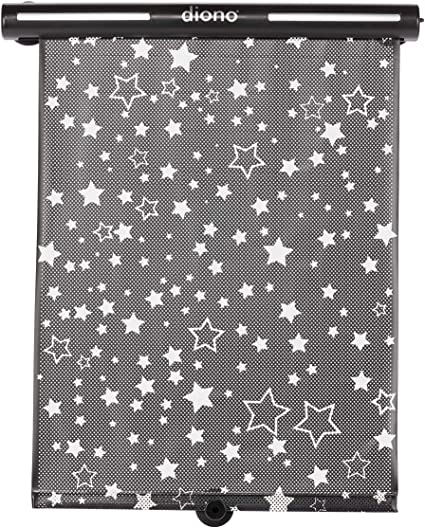 Diono Starry Night Car Window Shade for Baby, Retractable Car Sun Shade for Blocking Sun Glare, UV Rays with Glow in The Darks Stars, Black, 60041