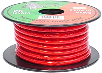 Pyramid RPR825 8 Gauge 25 Feet Power Wire OFC (Clear Red)