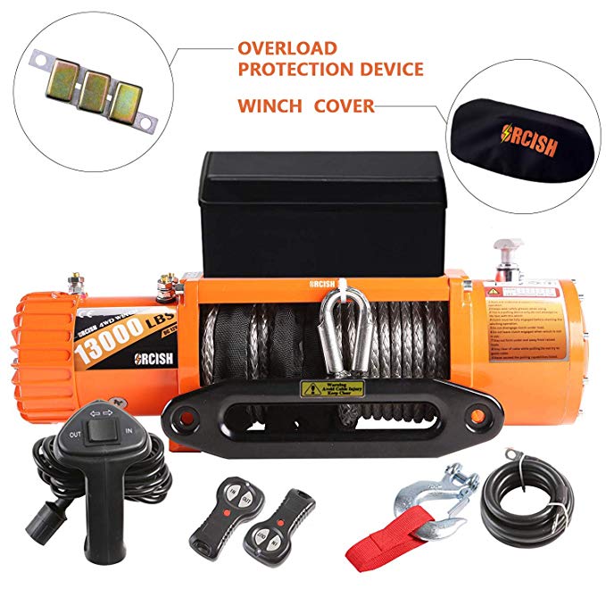 ORCISH 13000lb IP67 Waterproof Winch Synthetic Rope Electric Jeep Truck Winches