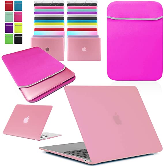 BUNDLE - Rubberized Hard Shell Case with Matching Neoprene Sleeve Cover for Apple MacBook Air 11 & 13-inch Models. MacBook 12-inch also Available (use drop down menu to select model and size)