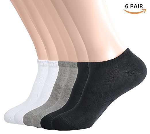Womens No Show Socks, Ankle Low Cut Athletic Cotton Short Casual Socks 6 Pair