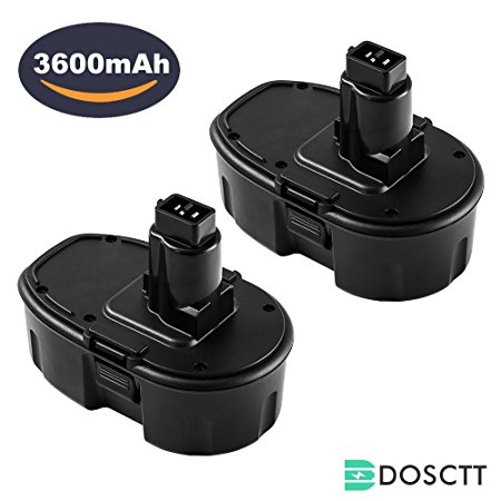 [Upgraded to 3600mAh]Dosctt DC9096 3.6Ah Ni-MH Replace for Dewalt 18V Battery DC9099 DC9098 DW9099 DW9096 DW9098 DC9181 Cordless Drill High Capacity Pack of 2