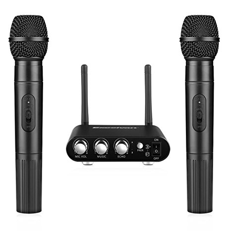 Excelvan K38 Dual Wireless Bluetooth Karaoke Portable Microphone with Receiver Box Various Frequency High-end for Home KTV Education Training