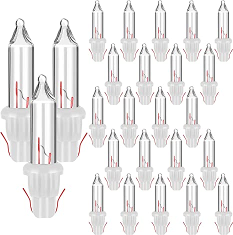 Mudder Christmas Clear Replacement Mini Light Bulbs Incandescent Light Bulbs 2.5 V Mini Glass Lights with White Base, 0.17 Ampere, 0.425 Watt (200)