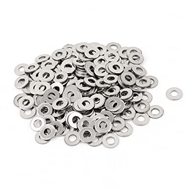 uxcell a15090700ux0160 200pcs 304 Stainless Steel M3 Flat Washers Spacers Gasket Silver Tone Pack of 200