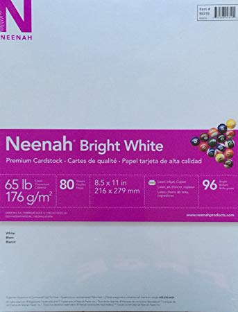 Neenah Bright White Cardstock, 65 lb, 8-1/2 x 11 in, Pack of 80