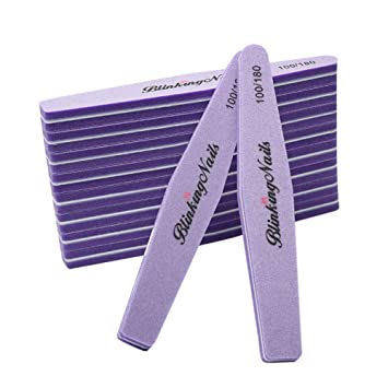 Sponge Nail File and Buffers for Nail Art Care Double Sides Design 100/180 Grit Nail Buffer Professional Manicure Nail Tools Color Purple Pack of 10pcs