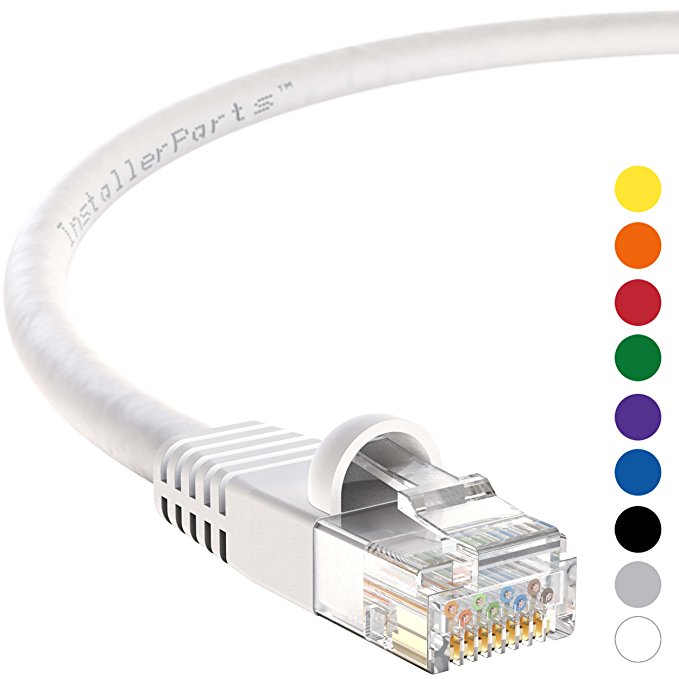 InstallerParts CAT6 Ethernet Cable 200 FT White - UTP Booted - Professional Series - 10 Gigabit/Sec Network/High Speed Internet Cable, 550MHZ