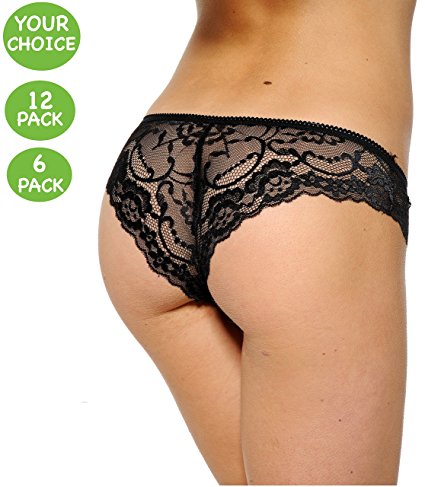 6 or 12 Pack Soft Lace Bikini Panties Sexy Lace Cheeky Hipster Panties Underwear
