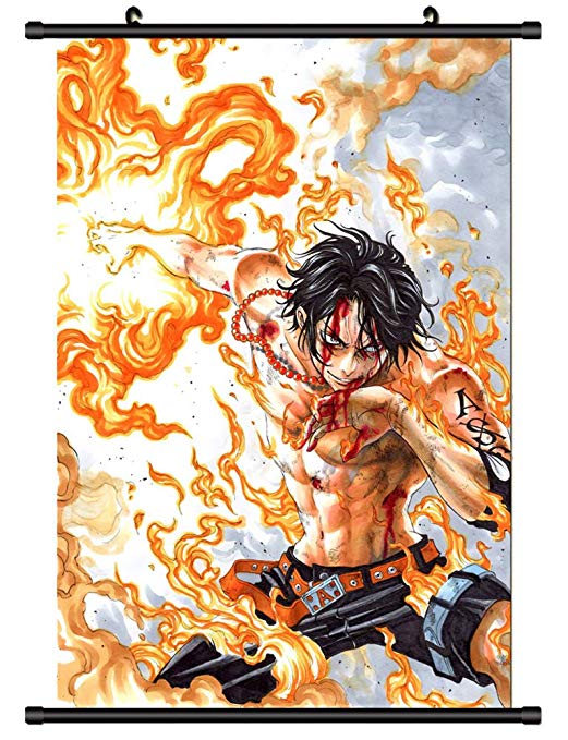 One Piece Wall Scroll Poster Fabric Painting for Anime Portgas D Ace 344 L