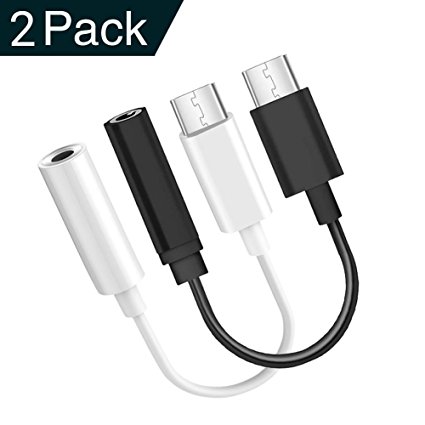 Moto Z Type C to 3.5mm Headphone Audio Adapter,YVENEY USB-C to 3.5mm Female Aux Microphone Connector Cable for Motorola Moto Z, Le 2/Le Pro 3,Not Fit for HTC and Pixel (2packwhite&black)