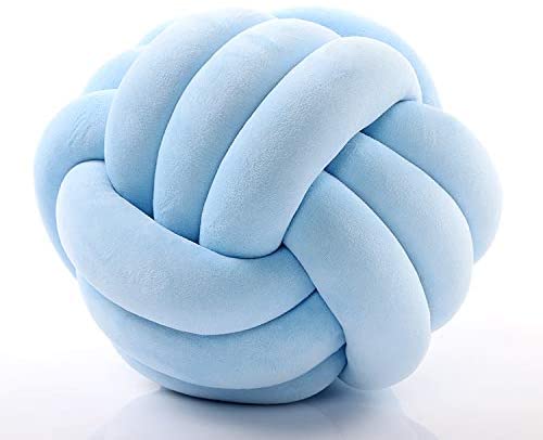 Aminiture Knot Ball Pillows -Teepee Cushion Children Room Decoration Plush Toys Baby Photography Props (Blue)