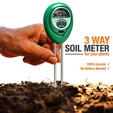 Soil Teste,Soil pH Meter 3-in-1 Soil Test Kit For Moisture, Light & pH acidity Meter Plant Tester,Farm, Lawn, Indoor & Outdoor, Herbs & Gardening Tools, (No Battery Needed)Easy Read Indicator