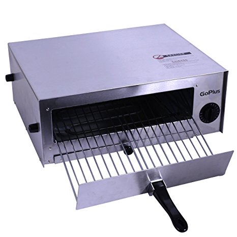 Goplus Pizza Oven, Stainless Steel Pizza Maker Machine, Pizza Baker W/ Snack Pan, Snack Maker, Counter Top, For Commercial and Home