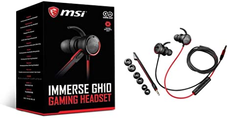 MSI Immerse GH10 Earset - Stereo - Mini-Phone - Wired - 16 Ohm - 20 Hz - 20 kHz - Gold Plated - Earbud - Binaural - in-Ear - Omni-Directional Microphone