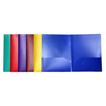 Lightahead Two Pocket Portfolio Plastic Folder, Set of 6 folders in Bright Assorted Colors LA-E3102R2