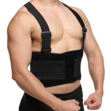 CROSS1946 Industrial Work Back Support Belt Removable Suspender Back Brace for Lifting-Adjustable Double Pull Strap Lumbar Lower Back Support Belt-Waist 27" -45" for Men &Women