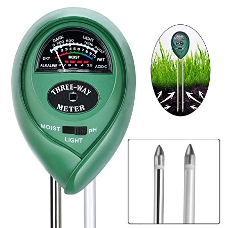 VIVOSUN 3-in-1 Soil Moisture Light and pH Meter Plant Soil Tester