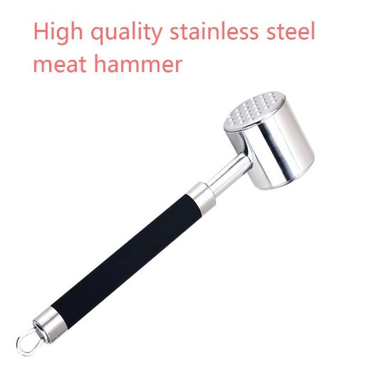 YAMAN 304 Stainless Steel Professional Steak & Chicken & Pork & Veal & Beaf Mallet, Meat Tenderizer Hammer / Pounder, Meat & Poultry Tools, Black