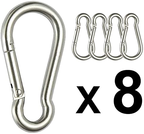 Gooswexmzl Snap Carabiner Hook-304 Stainless Steel Spring Snap Hook Small Carabiner Set of 8