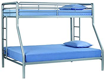 Sturdy Kids Sturdy Twin Over Full Metal Bunk Bed with Stairs. This Durable Steel Frame Bunk Bed For Kids includes full-length guardrails, and the bunk bed does not need a box spring. by DPH