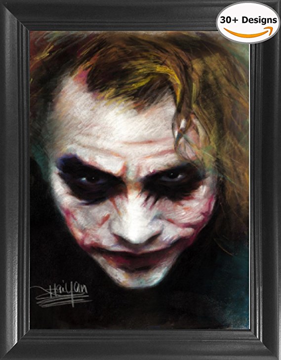 Joker Heath Ledger Framed 3D Lenticular Picture - 14.5x18.5" - Unbelievable Life Like Framed 3D Art Pictures, Lenticular Posters, Cool Art Deco, Unique Wall Art Decor, With Dozens to Choose From!