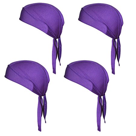 Quick Dry Sweat Wicking Beanie Cap Adjustable Cycling Cap Hat Skull Cap Chemo Head Wrap Bandana For Men Women Helmet Liner Pack of 4