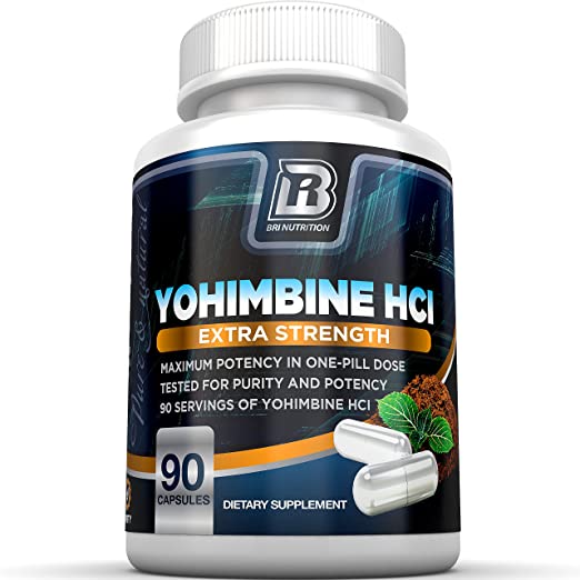 BRI Nutrition Yohimbine HCI - 2.5mg Yohimbe HCL Supplement Natural Metabolism Booster for Fat Burning, Weight Loss and Enhanced Performance 90 Vegetable Cellulose Capsules