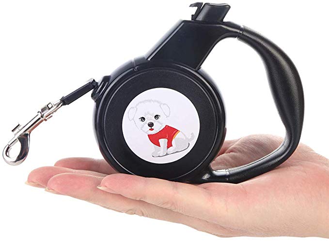 Retractable Leash Small and Medium Breed 360° Tangle-Free Dog Leash 16 ft Strong Nylon Tape Ribbon One Handed Brake Pause Lock lncluded Dog Waste Bags（Product Weight: 0.54Ib）