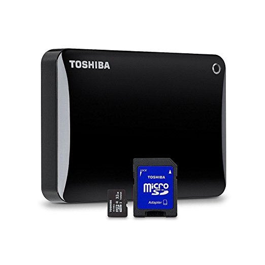 Toshiba Canvio Connect II Portable 2TB Hard Drive   32GB microSDHC Card & Adapter