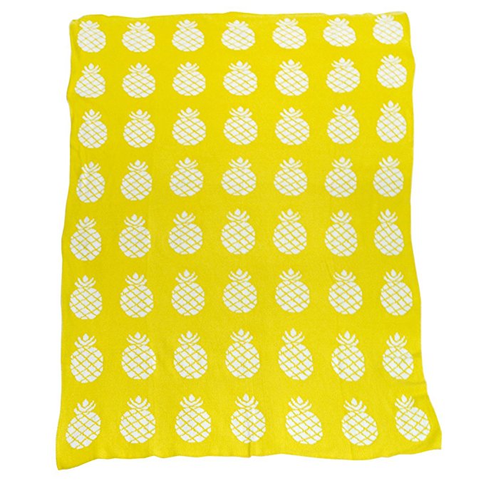 Brandream Yellow Pineapple Knitted Blanket Kids Bed Blanket Adults Summer Blanket