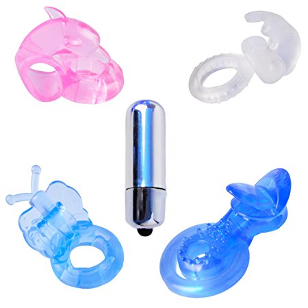 Vibrating Penis Ring,Tracy's Dog Silicone Cock Ring Couples Sex Toy (4pcs suit)