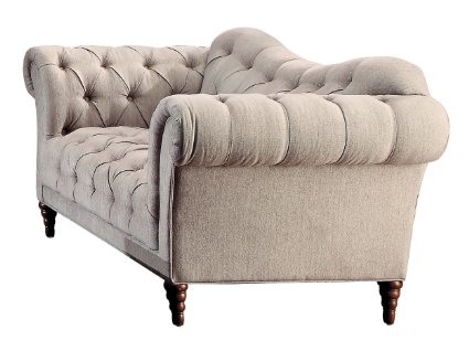 Homelegance Chesterfield Traditional Style Love Seat with Tufting and Rolled Arm Design, Brown/Almond