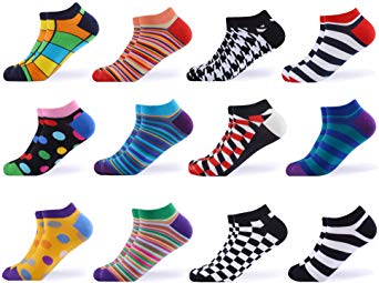 WeciBor Men's Dress Cool Colorful Fancy Novelty Funny Casual Combed Cotton Ankle Socks Pack