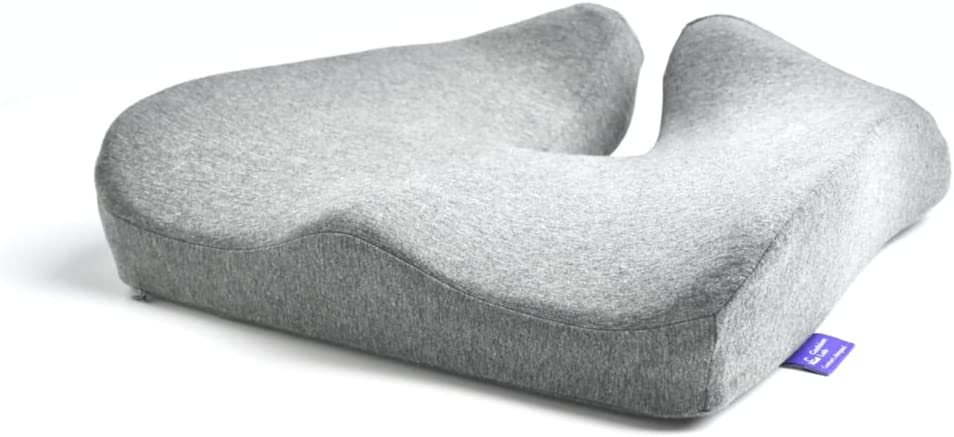 Cushion Lab Patented Pressure Relief Seat Cushion for Long Sitting Hours on Office/Home Chair, Car, Wheelchair - Extra-Dense Memory Foam for Hip, Tailbone, Coccyx, Sciatica - Light Grey