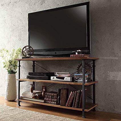 Modern Industrial Rustic Light Brown Wood & Metal TV Stand Sofa Table Console Buffet - Includes ModHaus Living (TM) Pen