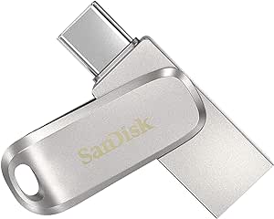 SanDisk Ultra Dual Drive Luxe USB Type-C and Type-A 1TB, up to 150MB/s, USB 3.1 Gen 1, All Metal, 2-in-1 Device