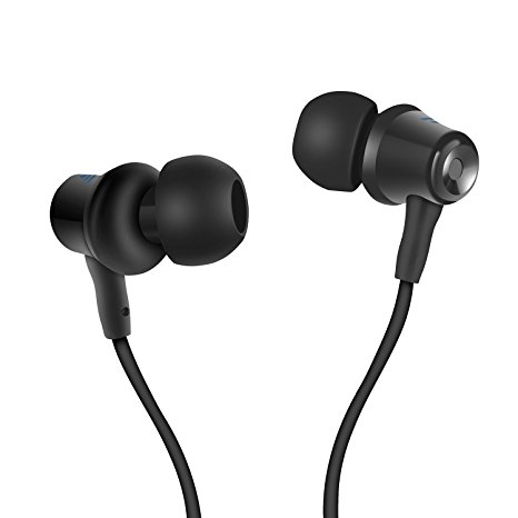 Wired Earbud Headphones, Sweatproof Sport In-Ear Headphones for Running, iPhone Earbuds Earphones with Microphone - Einskey (Black)